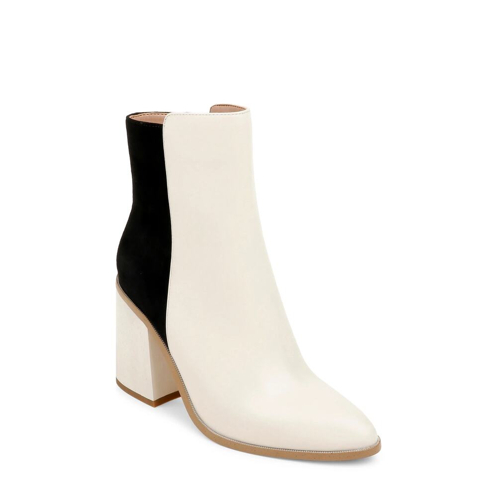 New Zac Posen Webster Bootie in Cream and Black Leather Women's Size 6.5